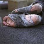 homeless mans feet